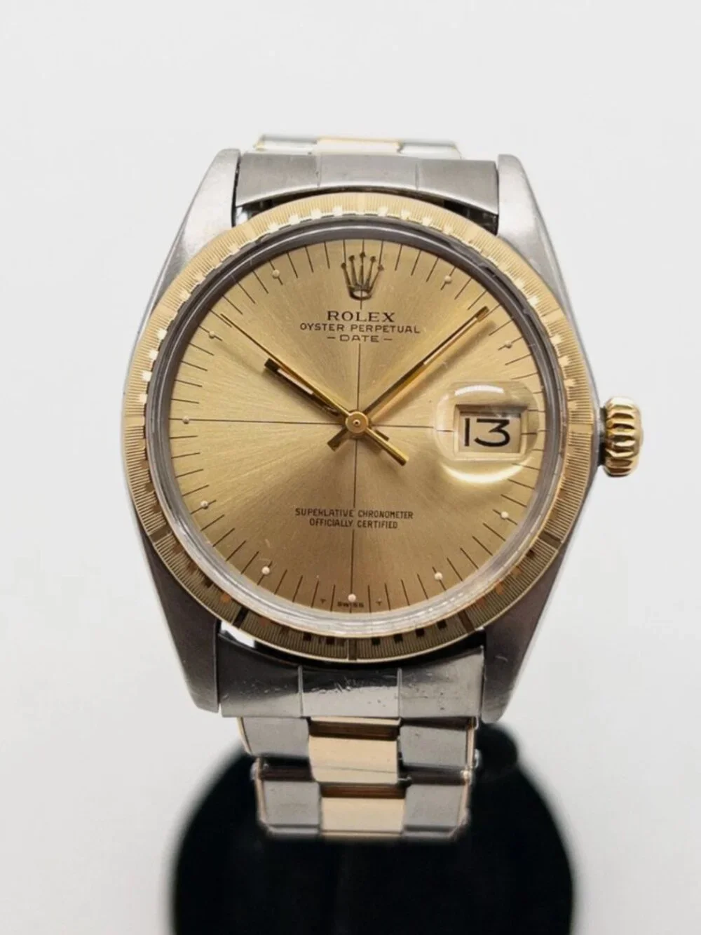 14k Yellow Rolex Mens Watch Stainless Date Watch